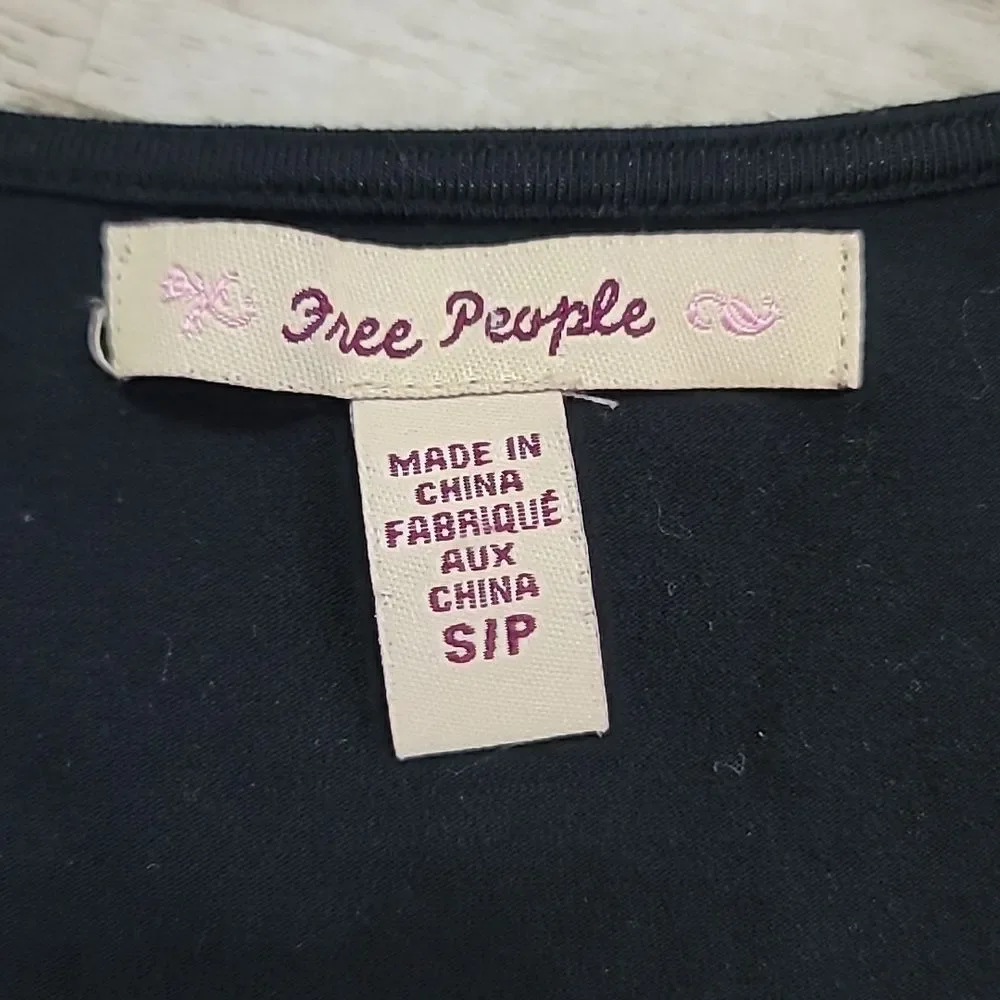 Free People Black Stretch Faux Wrap Dress Size Small